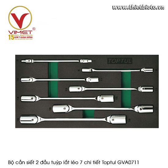 Bộ cần siết 2 đầu tuýp lắt léo 7 chi tiết Toptul GVA0711